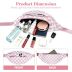 Pink Checkered Fanny Pack for Women Cross Body Bag for Concerts Travel (Checkered-Rose Pink / Large)