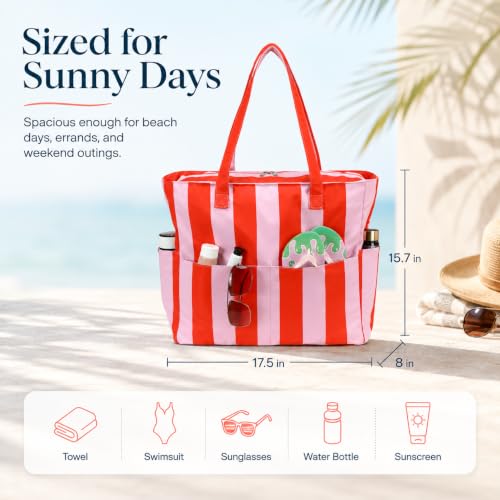 Large Beach Bag for Women (Coral)