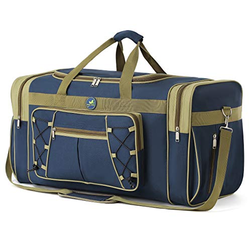Travel Duffle Bags for Men 26" Weekender Over Night Carry On Bag Lightweight Extra Large Oxford Duffel Gym Sturdy Luggage Water (Blue)