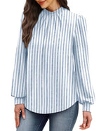 Long Sleeve Shirts for Women Fall Outfits for Women 2026 Business Casual Tops Blouses Dressy Casual Early Fall Fashion Clothing School Outfits for Teachers Work Clothes Trendy (05 - Light Blue Stripe / XX-Large)
