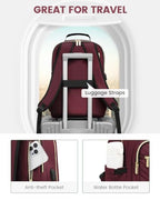 Laptop Backpack Purse for Women (Wine Red / 15.6-Inch)