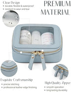 Clear Makeup Bag Travel Cosmetic Case Transparent Toiletry Bag with Zipper (Light Blue / Mini Chic)