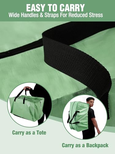 10 Pack Extra Large Moving Bags with Backpack Straps & Handles (Green / 10 Pack)