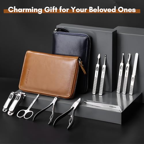 Stainless Steel Manicure Set 11 (Brown)