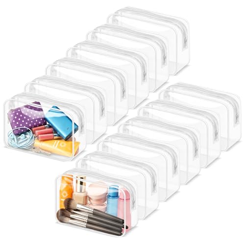 12 Pieces Clear Makeup Bags Bulk (Medium / White)