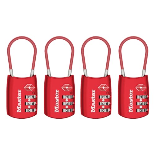 TSA Approved Combination Luggage Lock (Red / 4 Pack)