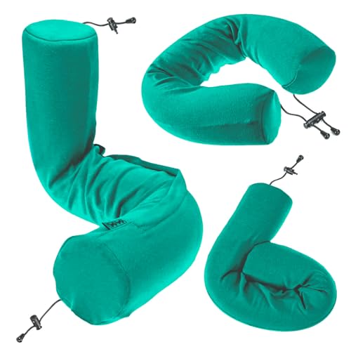 Twist Memory Foam Travel Pillow for Airplanes (Green / Adjust (26" w/ cord))