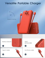 Portable Charger 10000mAh Fast Charging w (Red)