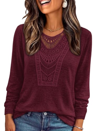 Winter Clothing for Women Fall Tuincs Trendy Christmas Shirts Dark Red S (Small / Dark Red)