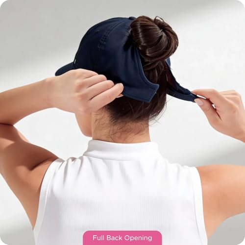 Womens Sunblocker UPF 50 Wide Brim Ponytail Sun Hat (One Size / Dusty Blue)