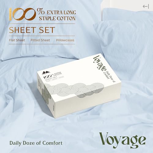 100% Egyptian Cotton Full Size Sheets Set (Full / 06 - Light Blue)