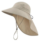 UPF 80+ Sun Hat for Men Women Wide Brim Sun Hat with Neck Flap Summer Safari UV Protection Gardening Fishing Hat Khaki (Khaki)