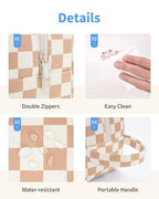 Clear Toiletry Bag for Women (Y-Light Brown Checkerboard)
