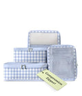 Space Saving Compression Packing Cubes for Women 4 (1. Blue Gingham / 4 Pack (Compression))