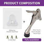 Door Stopper with Adhesive Bracket Stickers (Satin Nickel / 4 INCH X 2 PACK)