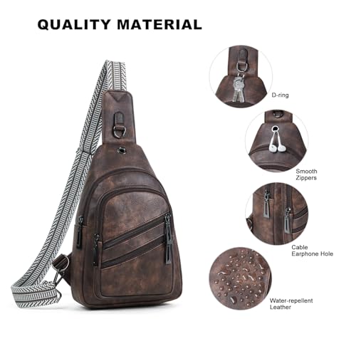 7L Crossboydy Sling Bag for Women Vegan Leather Crossbody Purse Fanny Pack Chest Bag for Travel (7L / 7l-coffee)