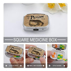Metal 2 Compartment Pill Organizer Travel Friendly Portable Compact Pill Box Cute Pill Case to Hold Vitamins (Poison Frog)