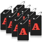 8 Pack Initial Luggage Tags for Suitcases Airplane Travel Essentials (Black / Letter A)