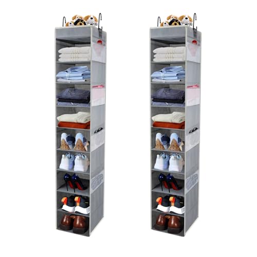 2 Pack Large Sized Hanging Shoe Organizer 10 (Grey - 2 Pack / 2 pack)