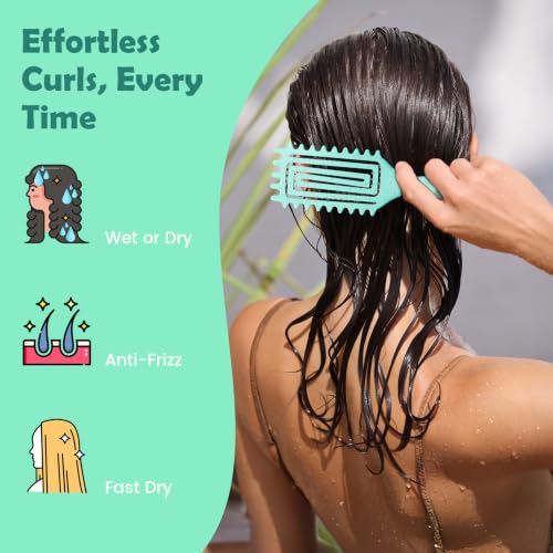 Curl Defining Brush with Side Gear for Curly Hair (Green)