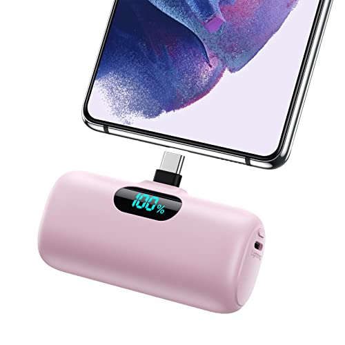 2 Pack] Mini Portable Charger 5000mAh Power Bank (Green+Light Pink)
