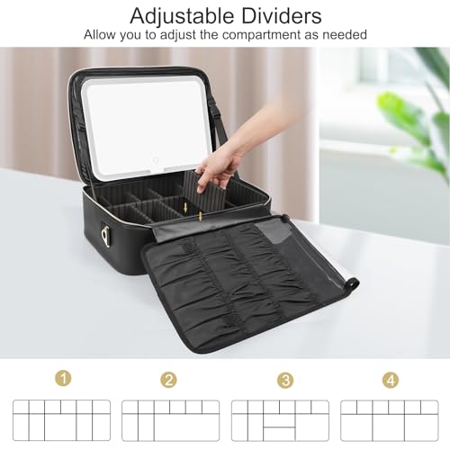 Makeup Case Large Makeup Bag with LED Mirror (Large / Black with LED Mirror)