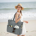 Beach Bags for Women (Black White Checkered-1)