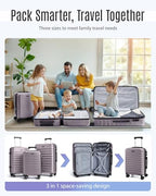 Luggage Sets 3 Pcs Suitcase with Wheel (Rose Purple / 3-Piece Set-20 Inch/24 Inch/28 Inch)