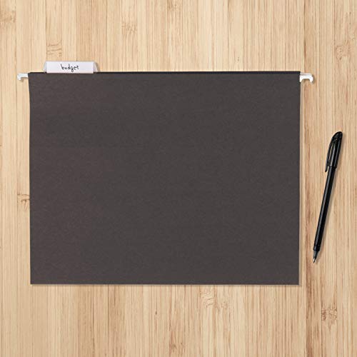 Hanging File Folders with Adjustable Tabs for Document Organization (Black / Letter)