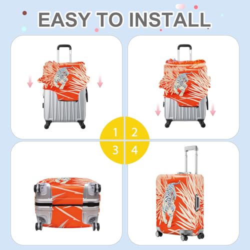 Funny White Tiger Luggage Cover (#17 / XL(fits 32-34Inch suitcase))