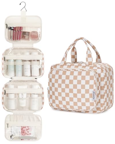 Hanging Toiletry Bag for Women (B-Light Checkerboard / Medium)