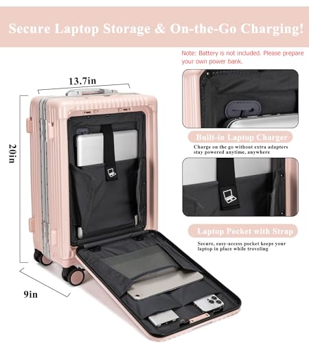 PC Hardside Carry On Luggage (A6-Pink (zipperless closure) / 20.8")