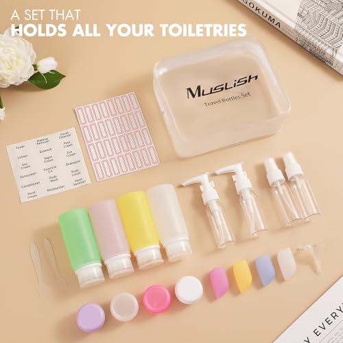 21 Pack Leak Proof Silicone Travel Bottles Set (Multi-color)