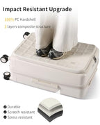 Expandable Top Opening 24 Inch Checked Luggage with Spinner Wheels (Coconut White / Checked-Medium 24-Inch)