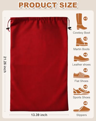4 Pcs Shoe Bags for Travel (Rio Red / 21.2"x13.3")