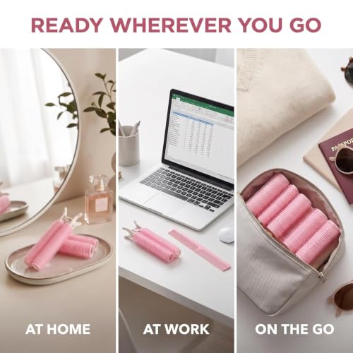 4 Pcs Pink Hair Rollers with Clip for Volumizing Bangs Curls