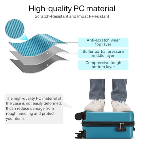 16 Inch Underseat Small Carry On Luggage (Caribbean Blue / 16 Inch)