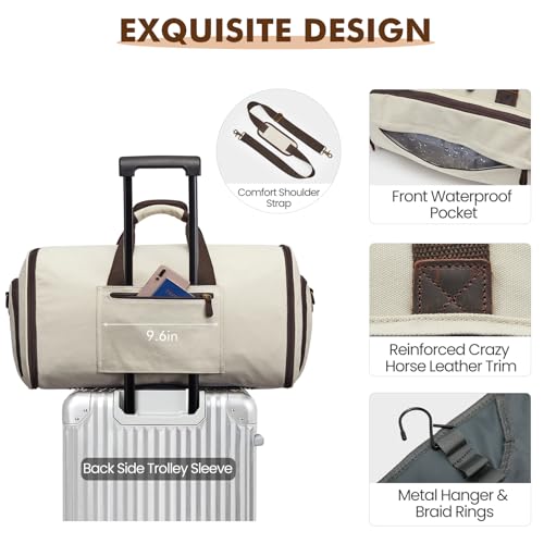 Garment Bag for Travel Convertible Duffle Bag Suit Bag for Men Women (50l / Beige)