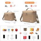 NOL 4L Insulated Lunch Bags for Women Cooler Bag Lightweight Nylon Waterproof Lunch Box for Work (Khaki / Small (4 Liters))