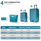 Luggage Sets 4 Piece (Turbo Teal 20-28-Inch / 4 Piece Set (20/28/DB/TB))