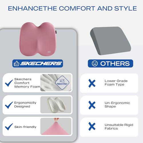 Seat Cushion Ergonomic Memory Foam Cushion for Long Sitting Hours on Office & Home Chair (Pink)