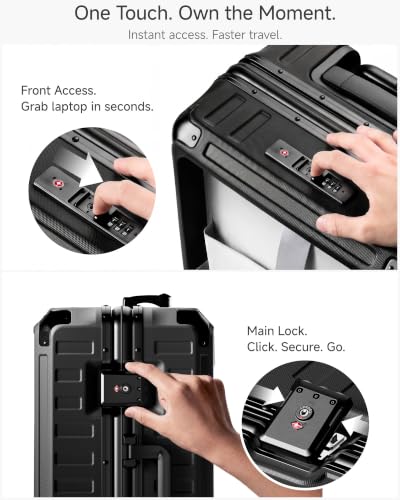 2PC Front Open Zipperless Luggage Set (Jet Black / 2 Piece Set (21 Pro/30))