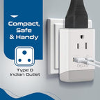 US to India Plug Adapter (white gray)