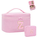 Personalized Initial Makeup Bag for Women Teen Girls (Pink 01)