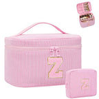 Personalized Initial Makeup Bag for Women Teen Girls (Pink 01)