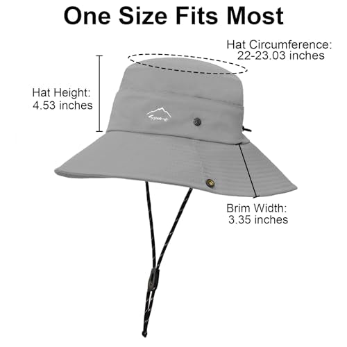Sun Hats for Women Bucket Hat UV Protection Fishing Hat Wide Brim Safari Hats 2 in 1 Zip (1pack-light Grey)