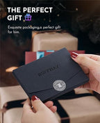 Slim Wallet for Men Women Minimalist Small Leather Front Pocket Wallets with RFID Blocking and Gifts Box (Small / Bassa Black)