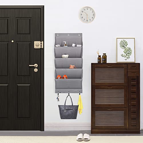 2 Pack Over the Door Shoe Organizers (GREY / 28+ Pairs)