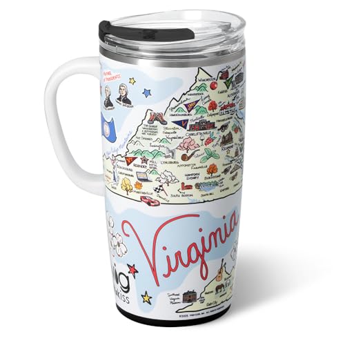 22oz Insulated Travel Mug with Handle & Lid (Virginia / 22 Ounces)
