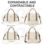 Large Travel Duffle Bag Expandable Carry On Weekender for Women 18x14x8 (A47-BeigeBrown / X-large)